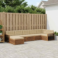 vidaXL Utomhussoffset med kudde 7 pcs Naturlig och Beige