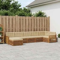vidaXL Utomhussoffset med kudde 7 pcs Naturlig och Beige