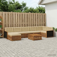 vidaXL Utomhussoffset med kudde 8 pcs Naturlig och Beige