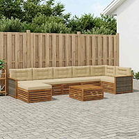vidaXL Utomhussoffset 8 pcs Naturlig och Beige