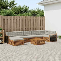 vidaXL Utomhussoffset med kudde 8 pcs Naturlig och ljusgrå