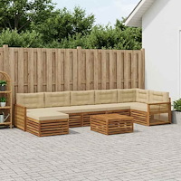 vidaXL Utomhussoffset med kudde 8 pcs Naturlig och Beige