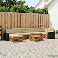 vidaXL Utomhussoffset med kudde 8 pcs Naturlig och Beige