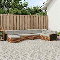 vidaXL Utomhussoffset med kudde 8 pcs Naturlig och ljusgrå