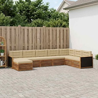 vidaXL Utomhussoffset med kudde 8 pcs Naturlig och Beige