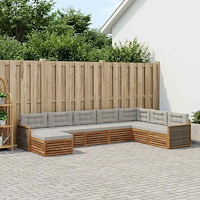 vidaXL Utomhussoffset med kudde 8 pcs Naturlig och ljusgrå
