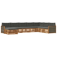 vidaXL Utomhussoffset med kudde 8 pcs Naturlig och Antracit