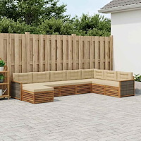 vidaXL Utomhussoffset med kudde 8 pcs Naturlig och Beige