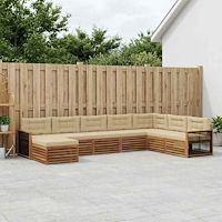 vidaXL Utomhussoffset med kudde 8 pcs Naturlig och Beige