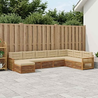 vidaXL Utomhussoffset med kudde 8 pcs Naturlig och Beige