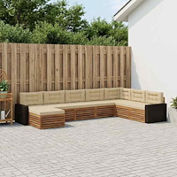 vidaXL Utomhussoffset med kudde 8 pcs Naturlig och Beige