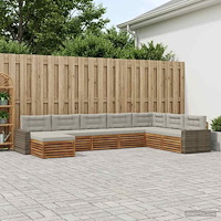 vidaXL Utomhussoffset med kudde 8 pcs Naturlig och ljusgrå