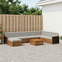 vidaXL Utomhussoffset 9 pcs Naturlig och ljusgrå Massivt Akaciaträ