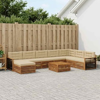 vidaXL Utomhussoffset 9 pcs Naturlig och Beige Massivt Akaciaträ