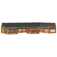 vidaXL Utomhussoffset 9 pcs Naturlig och Antracit Massivt Akaciaträ