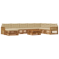 vidaXL Utomhussoffset 9 pcs Naturlig och Beige Massivt Akaciaträ