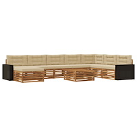 vidaXL Utomhussoffset 9 pcs Naturlig och Beige Massivt Akaciaträ