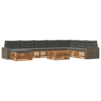 vidaXL Utomhussoffset 9 pcs Naturlig och Antracit Massivt Akaciaträ