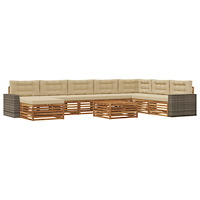 vidaXL Utomhussoffset 9 pcs Naturlig och Beige Massivt Akaciaträ