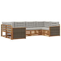 vidaXL Utomhussoffset med kudde 6 pcs Naturlig och ljusgrå