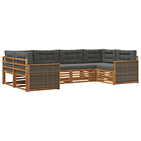 vidaXL Utomhussoffset med kudde 6 pcs Naturlig och Antracit