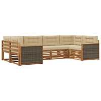 vidaXL Utomhussoffset med kudde 6 pcs Naturlig och Beige