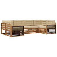 vidaXL Utomhussoffset med kudde 6 pcs Naturlig och Beige