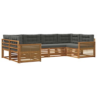vidaXL Utomhussoffset med kudde 6 pcs Naturlig och Antracit