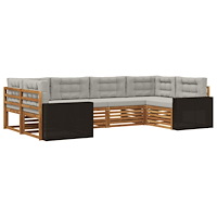 vidaXL Utomhussoffset med kudde 6 pcs Naturlig och ljusgrå