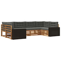 vidaXL Utomhussoffset med kudde 6 pcs Naturlig och Antracit