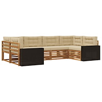 vidaXL Utomhussoffset med kudde 6 pcs Naturlig och Beige