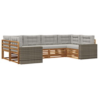 vidaXL Utomhussoffset med kudde 6 pcs Naturlig och ljusgrå