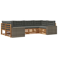 vidaXL Utomhussoffset med kudde 6 pcs Naturlig och Antracit