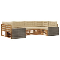 vidaXL Utomhussoffset med kudde 6 pcs Naturlig och Beige
