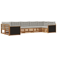 vidaXL Utomhussoffset med kudde 7 pcs Naturlig och ljusgrå
