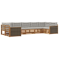 vidaXL Utomhussoffset med kudde 7 pcs Naturlig och ljusgrå