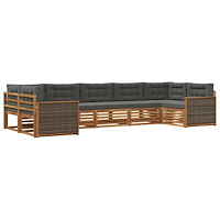 vidaXL Utomhussoffset med kudde 7 pcs Naturlig och Antracit