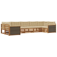 vidaXL Utomhussoffset med kudde 7 pcs Naturlig och Beige