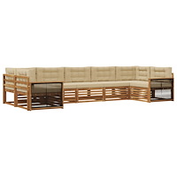 vidaXL Utomhussoffset med kudde 7 pcs Naturlig och Beige