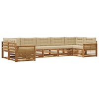 vidaXL Utomhussoffset med kudde 7 pcs Naturlig och Beige