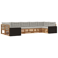 vidaXL Utomhussoffset med kudde 7 pcs Naturlig och ljusgrå