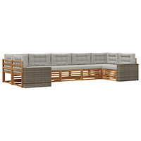 vidaXL Utomhussoffset med kudde 7 pcs Naturlig och ljusgrå