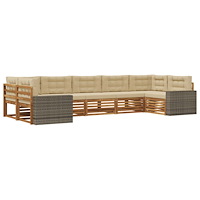 vidaXL Utomhussoffset med kudde 7 pcs Naturlig och Beige