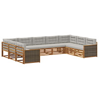vidaXL Utomhussoffset 9 pcs Naturlig och ljusgrå Massivt Akaciaträ