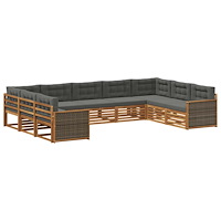 vidaXL Utomhussoffset 9 pcs Naturlig och Antracit Massivt Akaciaträ