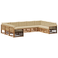 vidaXL Utomhussoffset 9 pcs Naturlig och Beige Massivt Akaciaträ
