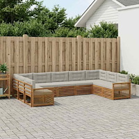vidaXL Utomhussoffset 9 pcs Naturlig och ljusgrå Massivt Akaciaträ