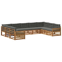 vidaXL Utomhussoffset 9 pcs Naturlig och Antracit Massivt Akaciaträ