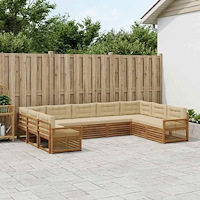 vidaXL Utomhussoffset 9 pcs Naturlig och Beige Massivt Akaciaträ