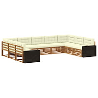vidaXL Utomhussoffset 9 pcs Naturlig och Grädde Massivt Akaciaträ